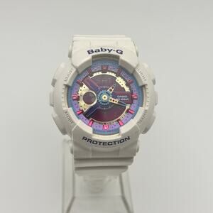 Casio Women’s Baby-G BA-112 White Analog Digital Watch 42mm Working